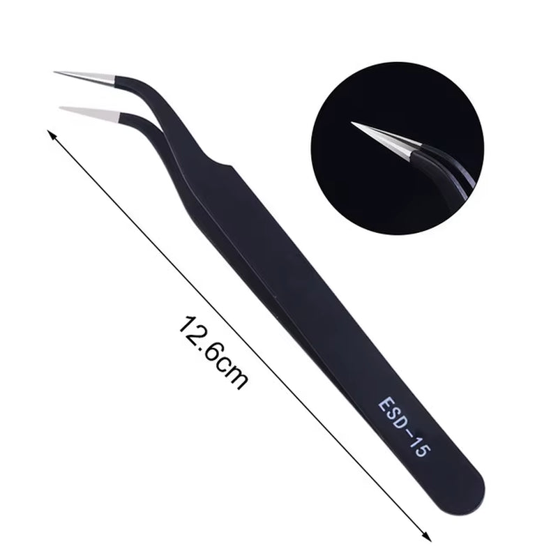 1Pcs Precision Tweezer ESD Anti-Static Stainless Steel Tweezers Repair Tools for Electronics Repair Soldering Craft Hand Tools