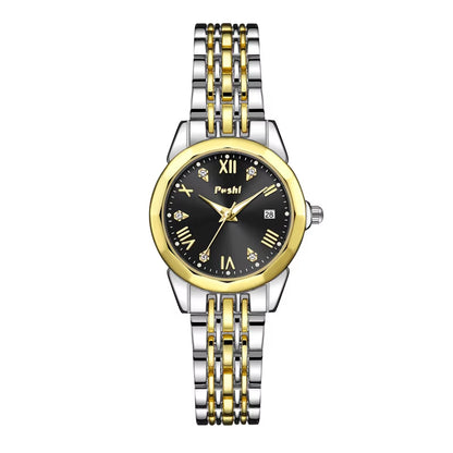 POSHI Stainless Steel Strap Quartz Watch Fashion Casual Women'S Watches Crystal Dial Quartz Movement Date Ladies Bracelet Gift