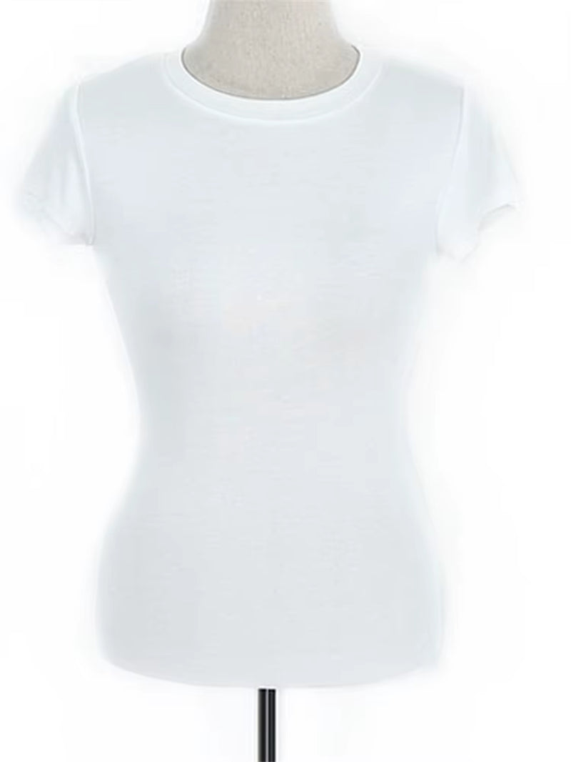 Summer Top T Shirt Women T-Shirt White Pink Woman Clothes Slim Tshirt Female Skinny Short Sleeve Tops Tee Y2K Girl Sexy Cotton