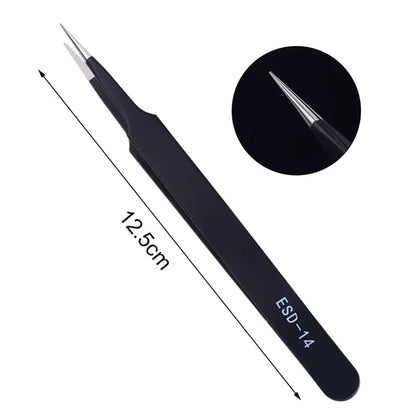 1Pcs Precision Tweezer ESD Anti-Static Stainless Steel Tweezers Repair Tools for Electronics Repair Soldering Craft Hand Tools