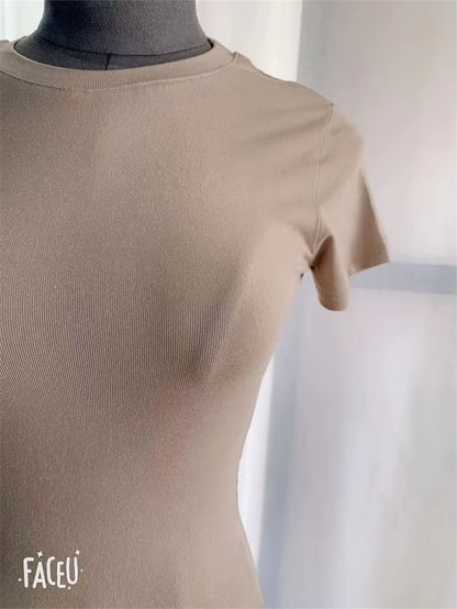 Summer Top T Shirt Women T-Shirt White Pink Woman Clothes Slim Tshirt Female Skinny Short Sleeve Tops Tee Y2K Girl Sexy Cotton