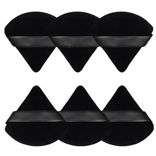 6 Pcs Powder Puff, Valentines Day Gifts Face Soft Triangle Makeup Puff Velour Makeup Sponge for Loose Powder (Black)