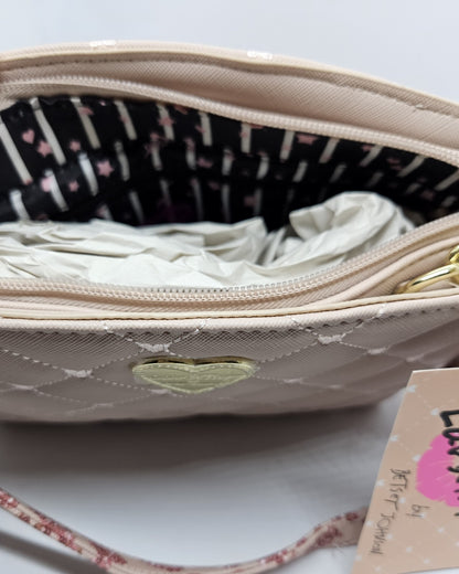 Betsey Johnson Pink Quilted Heart Crossbody Luv Betsey NEW with Tags