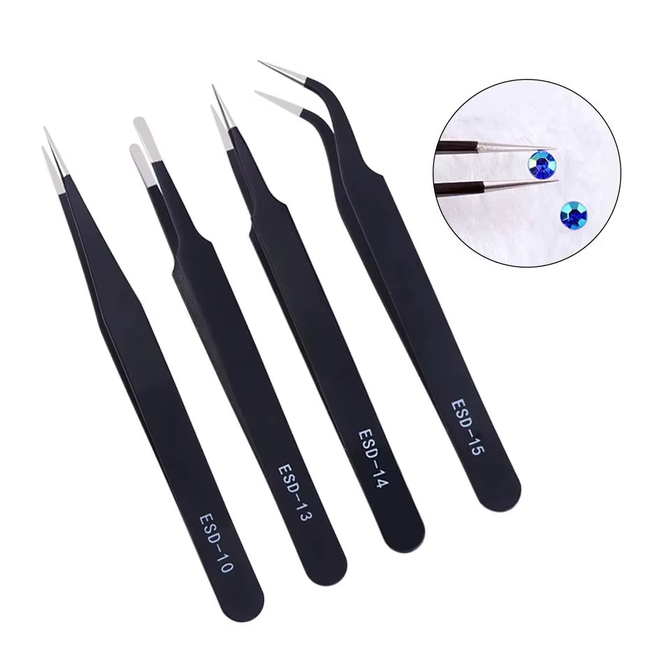 1Pcs Precision Tweezer ESD Anti-Static Stainless Steel Tweezers Repair Tools for Electronics Repair Soldering Craft Hand Tools