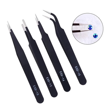 1Pcs Precision Tweezer ESD Anti-Static Stainless Steel Tweezers Repair Tools for Electronics Repair Soldering Craft Hand Tools