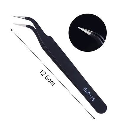 1Pcs Precision Tweezer ESD Anti-Static Stainless Steel Tweezers Repair Tools for Electronics Repair Soldering Craft Hand Tools