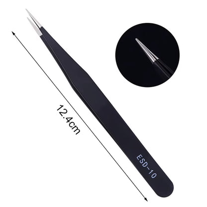 1Pcs Precision Tweezer ESD Anti-Static Stainless Steel Tweezers Repair Tools for Electronics Repair Soldering Craft Hand Tools