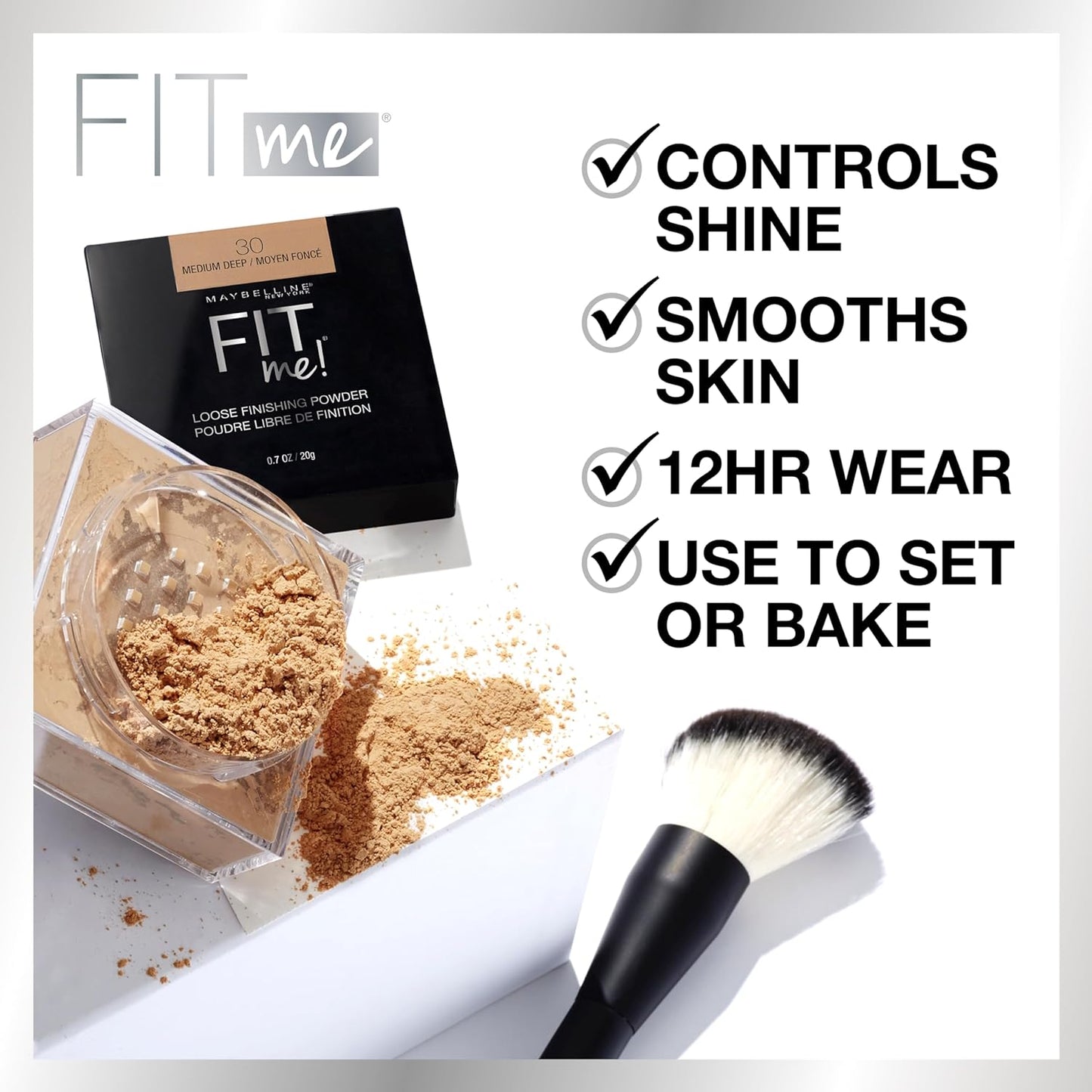 Fit Me Loose Setting Powder, Face Powder and Finishing Makeup, Medium, 1 Count