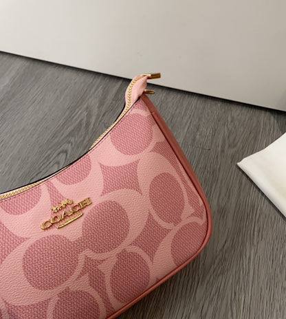 NEW COACH Teri Shoulder Bag in Signature Canvas/Gold/Po