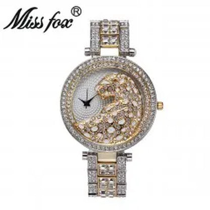 Women Quartz Watch Fashion Bling Casual Ladies Watch Female Quartz Gold Watch Crystal Diamond Leopard for Women Clock