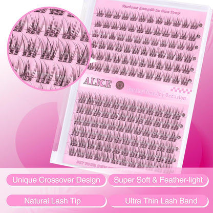 DIY Eyelash Extensions Kit 9-11MM Natural, Lash Clusters Kit 144Pcs Wispy Individual Lashes Lash Extensions, Lash Glue Bond and Seal Self Application for Lash Extension Beginner