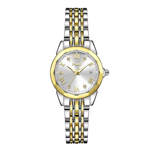 POSHI Stainless Steel Strap Quartz Watch Fashion Casual Women'S Watches Crystal Dial Quartz Movement Date Ladies Bracelet Gift