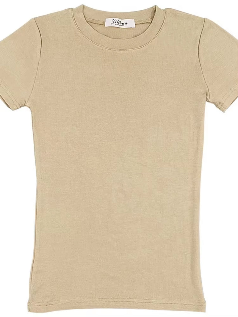 Summer Top T Shirt Women T-Shirt White Pink Woman Clothes Slim Tshirt Female Skinny Short Sleeve Tops Tee Y2K Girl Sexy Cotton