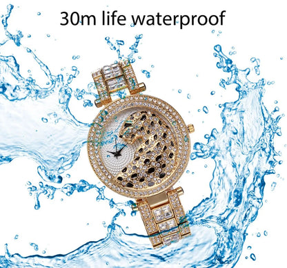 Women Quartz Watch Fashion Bling Casual Ladies Watch Female Quartz Gold Watch Crystal Diamond Leopard for Women Clock