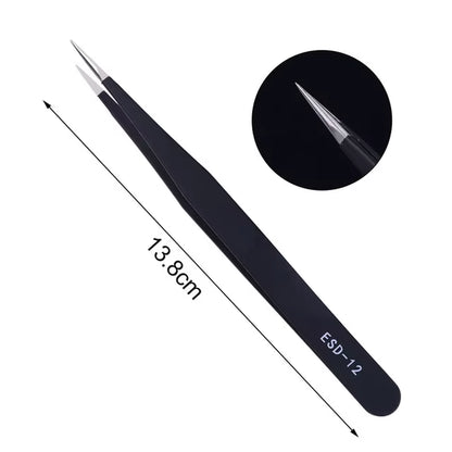 1Pcs Precision Tweezer ESD Anti-Static Stainless Steel Tweezers Repair Tools for Electronics Repair Soldering Craft Hand Tools