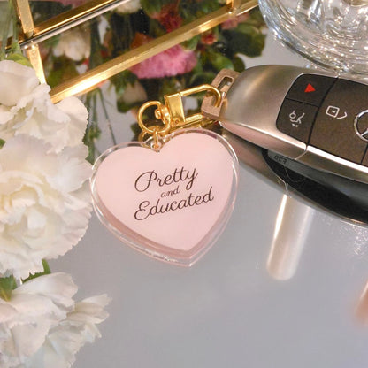 Pretty and Educated Baby Pink Keychain - Pink Keychain - Pink Aesthetic - Graduation Gift - College - Student - Pink Gifts -