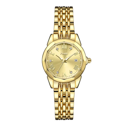 POSHI Stainless Steel Strap Quartz Watch Fashion Casual Women'S Watches Crystal Dial Quartz Movement Date Ladies Bracelet Gift