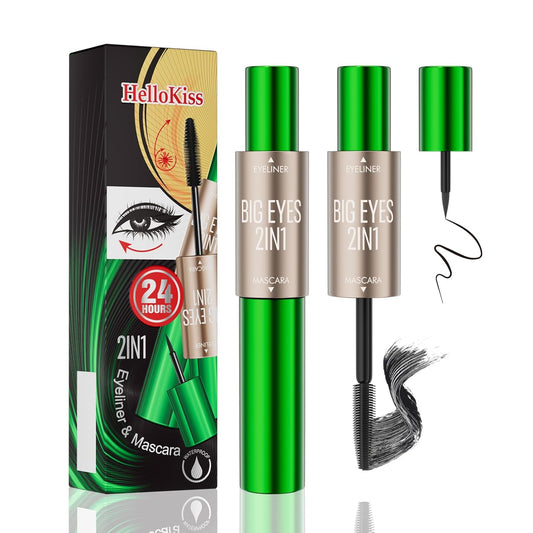 2In1 Mascara & Eyeliner - Lengthening & Volumizing, Washable Eye Makeup in Black