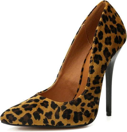 Women'S Stiletto Pointed Toe Slip on High Heel Zapatos Ladies Wedding Party Pumps plus Size