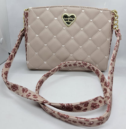 Betsey Johnson Pink Quilted Heart Crossbody Luv Betsey NEW with Tags