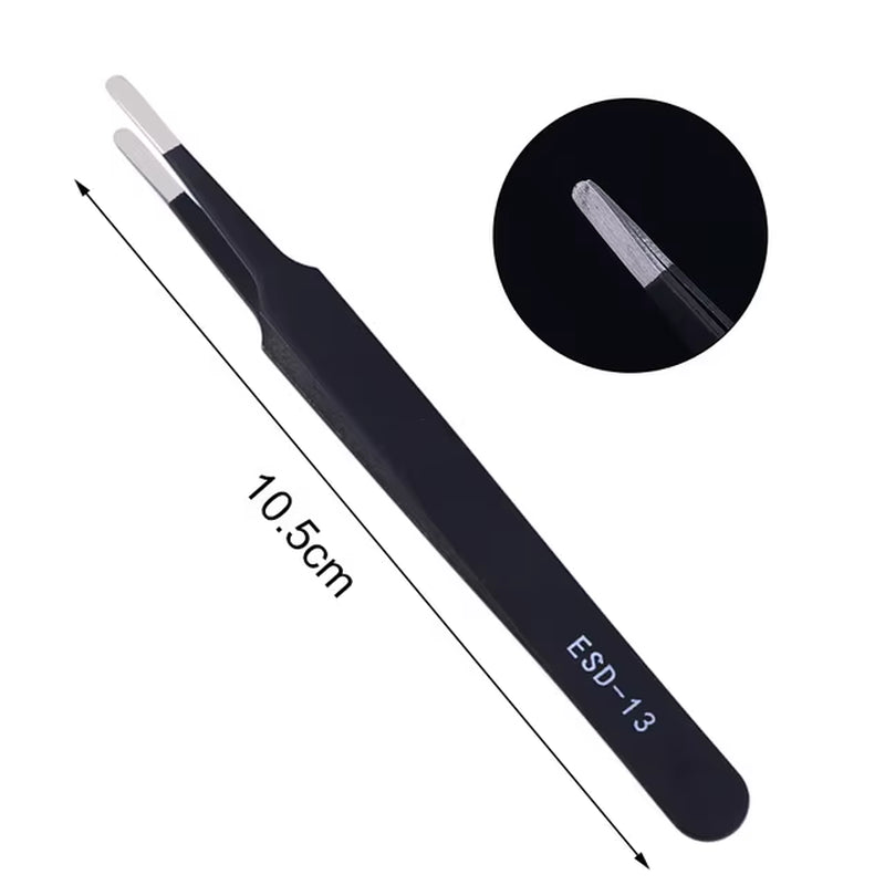 1Pcs Precision Tweezer ESD Anti-Static Stainless Steel Tweezers Repair Tools for Electronics Repair Soldering Craft Hand Tools