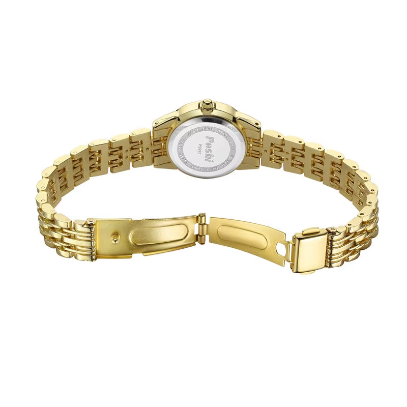 POSHI Stainless Steel Strap Quartz Watch Fashion Casual Women'S Watches Crystal Dial Quartz Movement Date Ladies Bracelet Gift