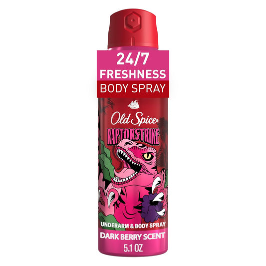 Aluminum Free Body Spray for Men, 24/7 Odor Protection, 24/7 Lasting Fragnance & Freshness, Cologne Quality Scent, Raptorstrike with Dark Berry Scent, 5.1 Oz