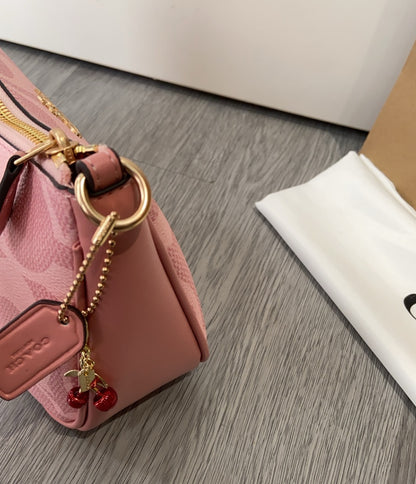 NEW COACH Teri Shoulder Bag in Signature Canvas/Gold/Po