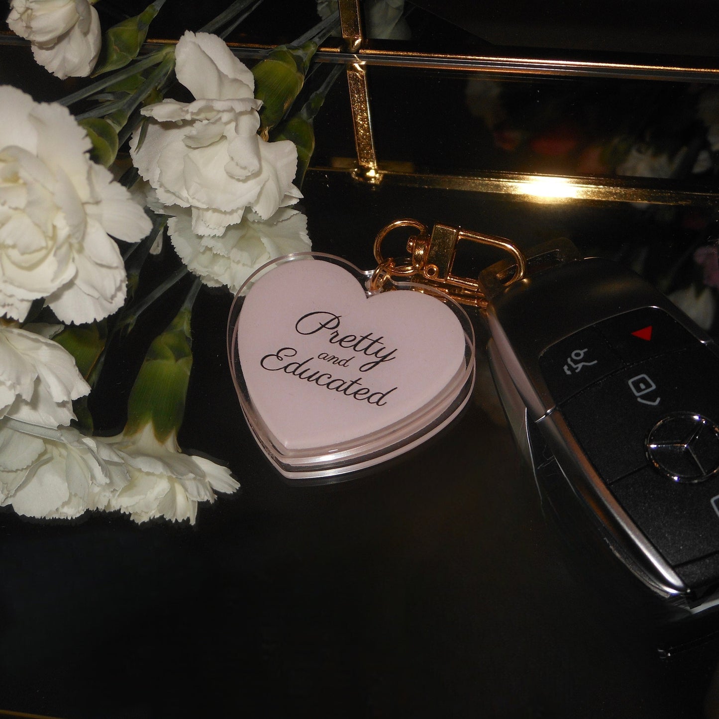 Pretty and Educated Baby Pink Keychain - Pink Keychain - Pink Aesthetic - Graduation Gift - College - Student - Pink Gifts -